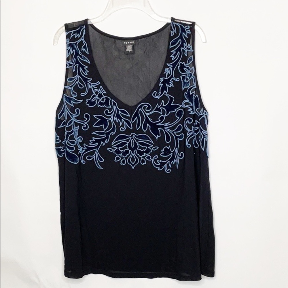 Torrid Black & Blue Velvet Tank (1)